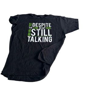 Ann Arbor Black Tee with Green and White Print